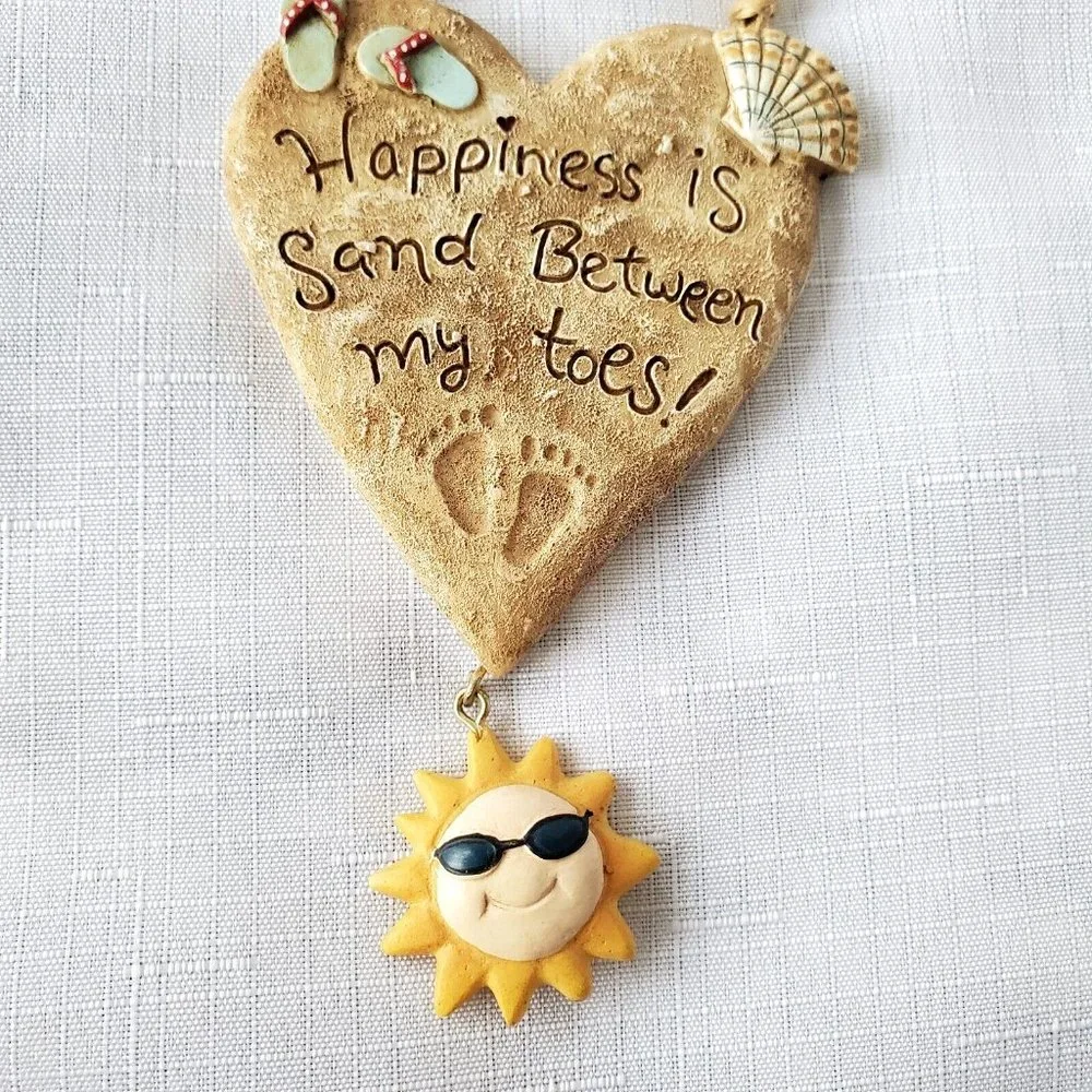 Happiness Is Sand Between My Toes Heart Shaped Hanging Plaque Christmas Ornament